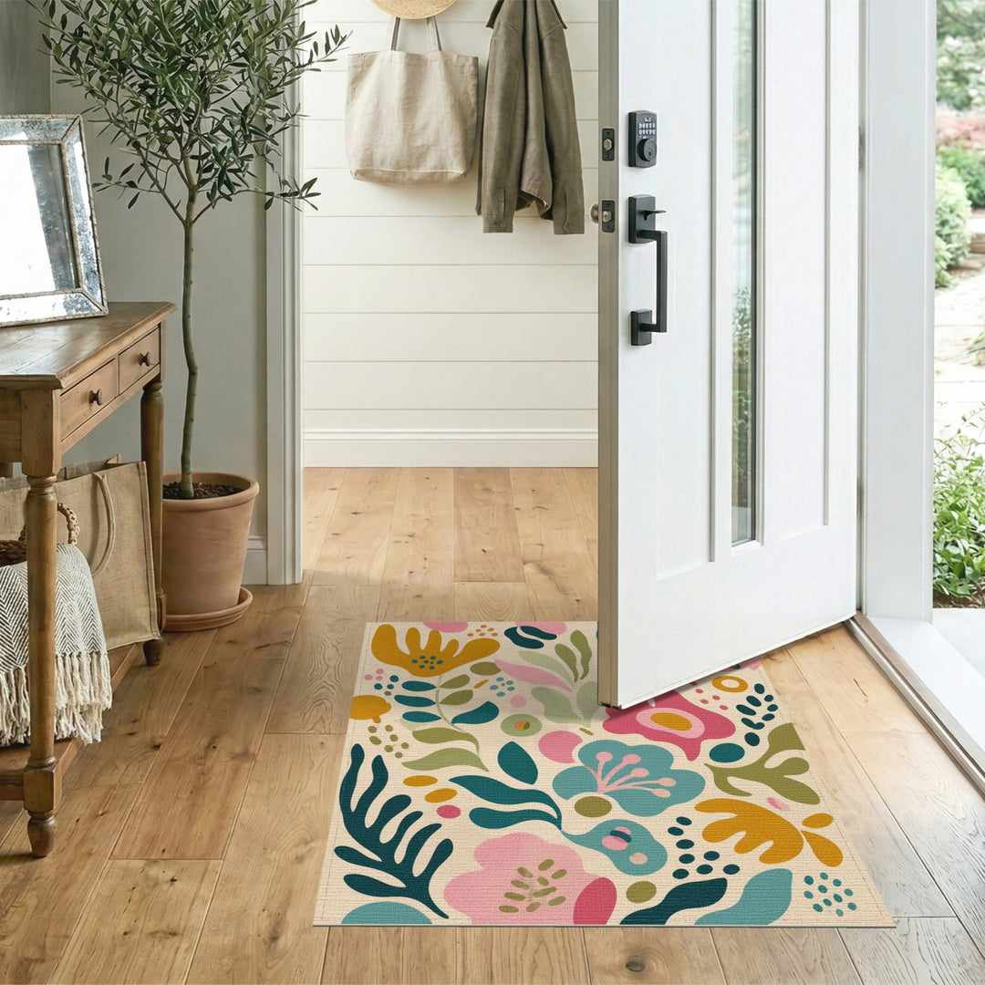 Abstract Area Vibrant Multi-Color Abstract Floral Area Rug