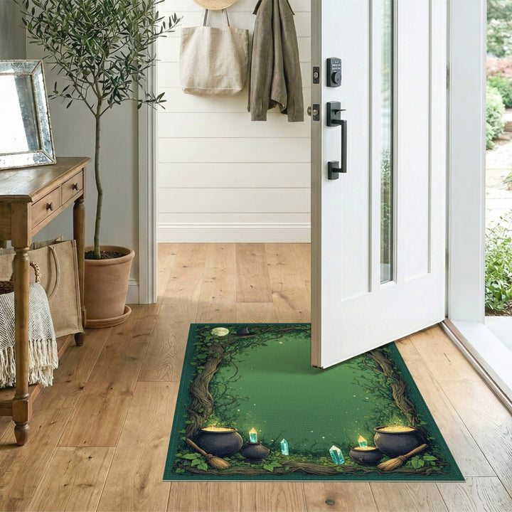 Enchanted Green Witchy Forest Area Rug