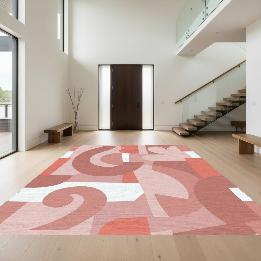 Terra Cotta Abstract Organic Shapes Rug