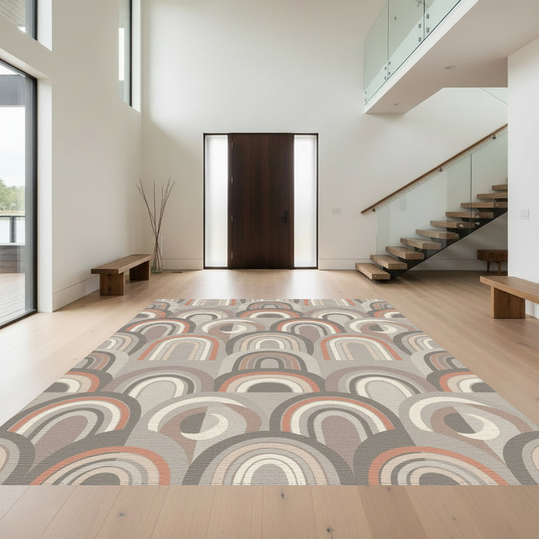 Geometric Rainbow Arch Neutral Tones Rug