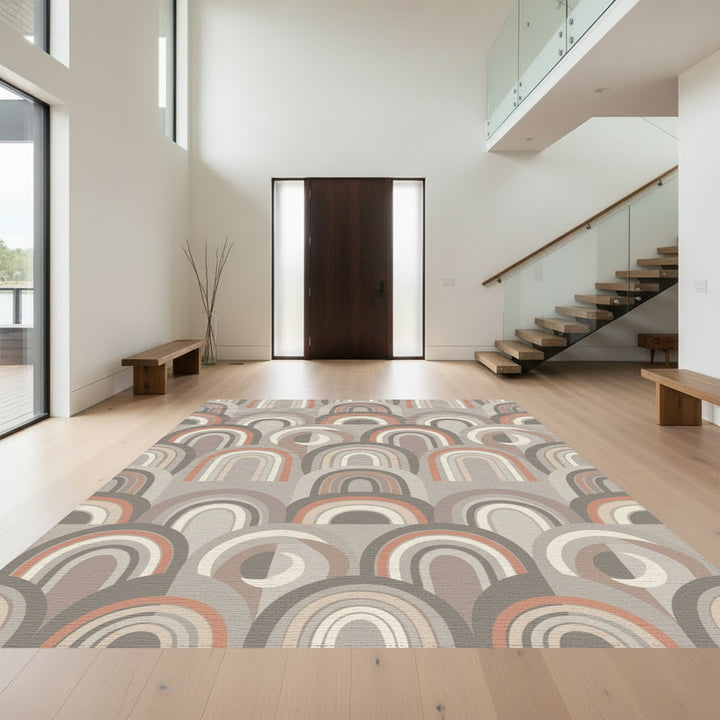 Geometric Rainbow Arch Neutral Tones Rug