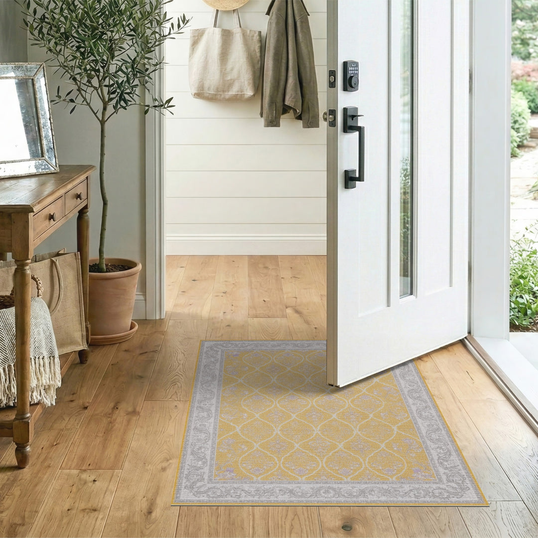 Yellow Floral Vintage Area Rug