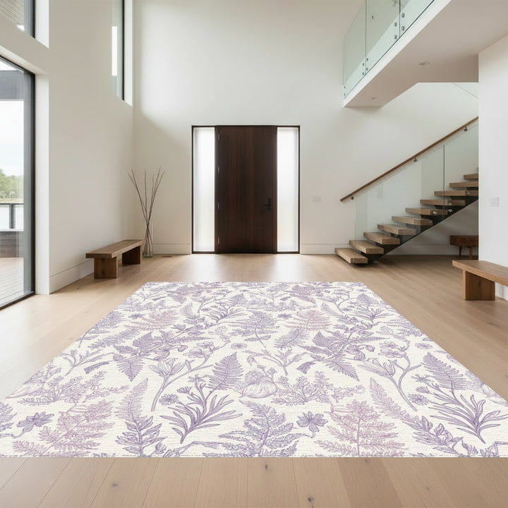 Lavender Botanical Fern Garden Rug