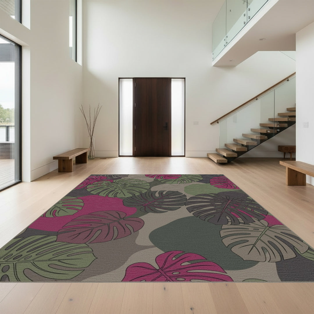 Monstera Leaves Camouflage Color Rug
