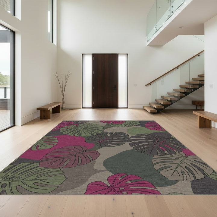 Monstera Leaves Camouflage Color Rug