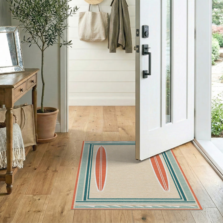 Surfboard Coastal Beige Area Rug