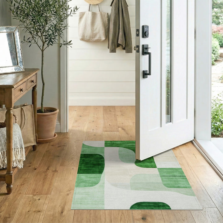 Green Verdant Green Abstract Area Rug