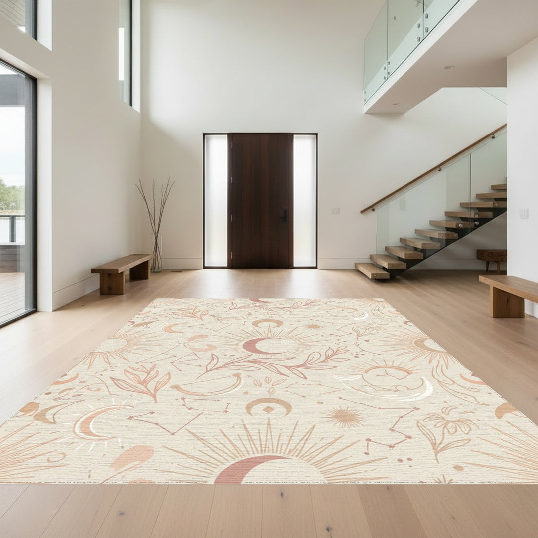 Celestial Sun Moon Constellation Vines Rug