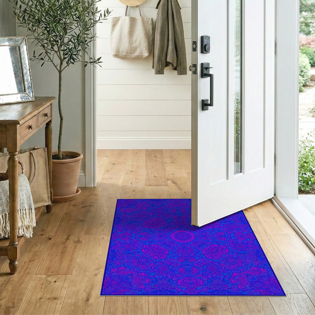 Boho Chic Purple Vibrant Purple Mandala Boho Area Rug