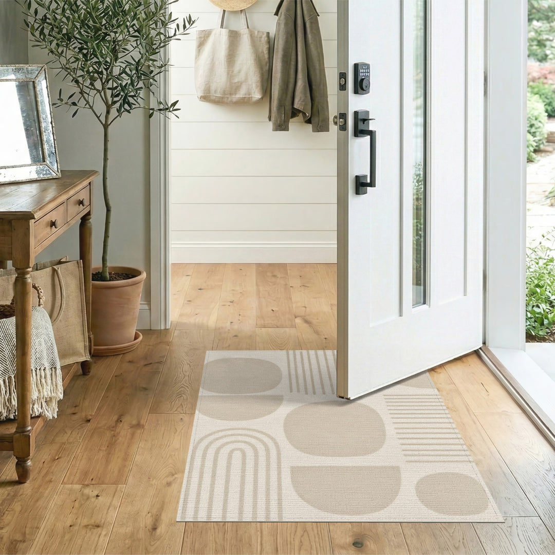 Beige Geometric Abstract Area Rug