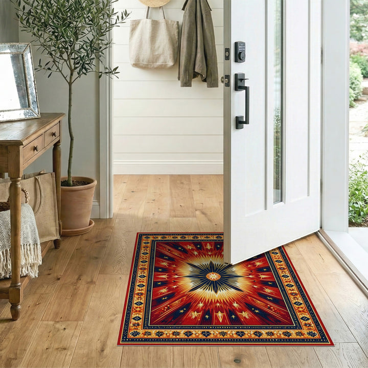 ODIKA Radiant Red Starburst Area Rug