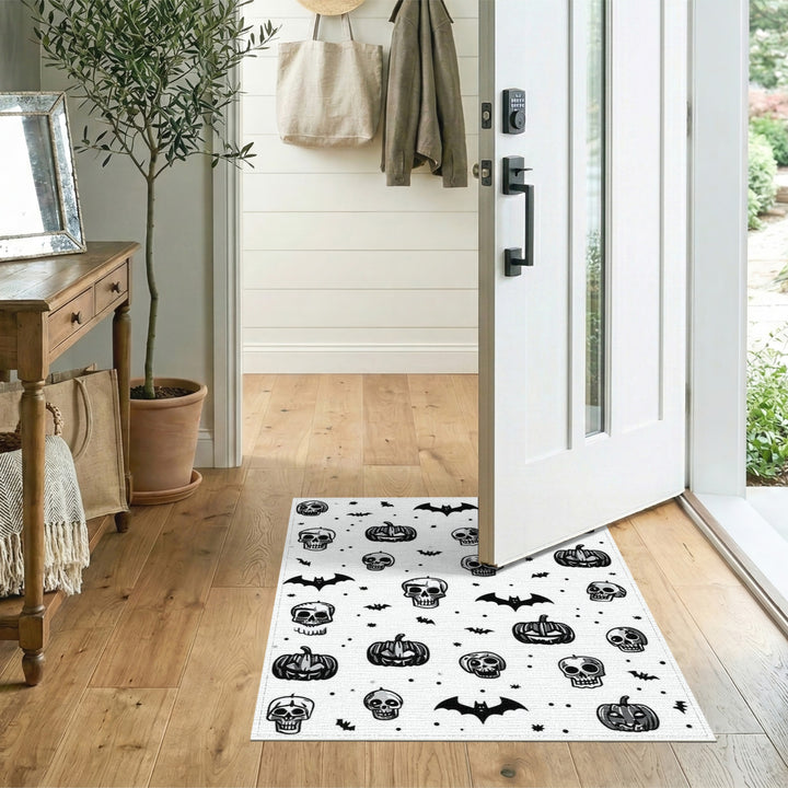 Halloween Skulls Pumpkins Bats Area Rug