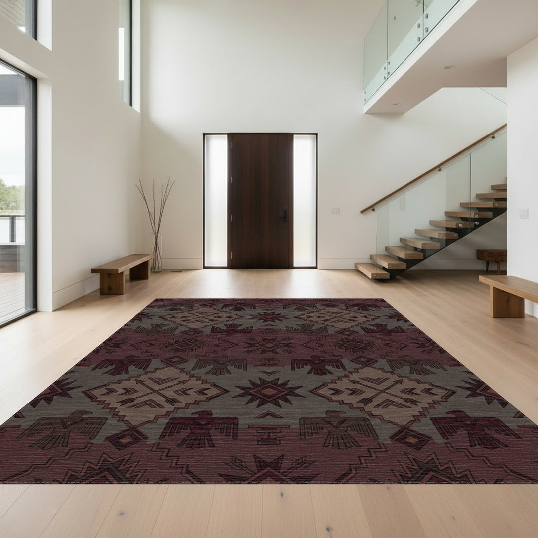 Earthy Eagle Arrow Diamond Medallion Rug
