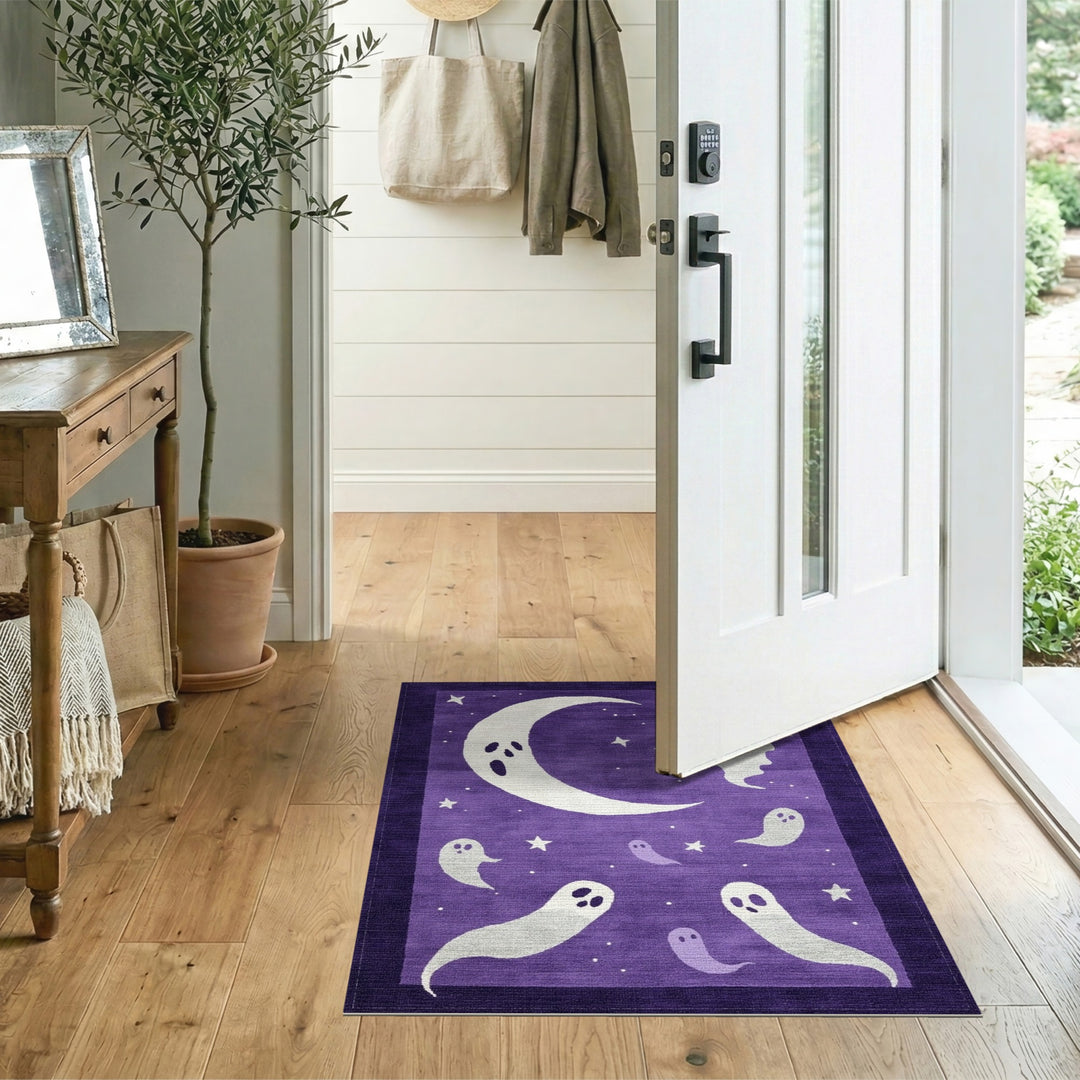 Purple Ghost Moon Kids Area Rug