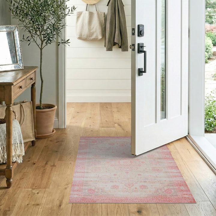 Blush Pink Floral Vintage Area Rug
