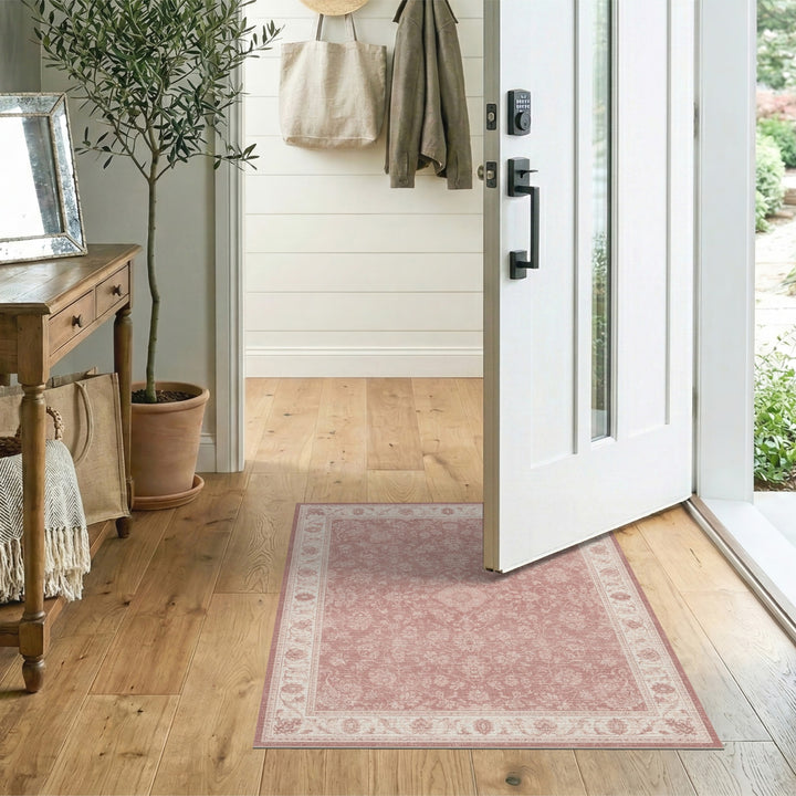 Blush Pink Floral Vintage Area Rug