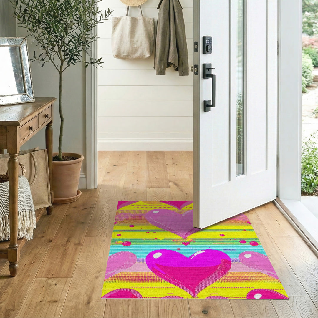 Vibrant Pink Hearts Area Rug