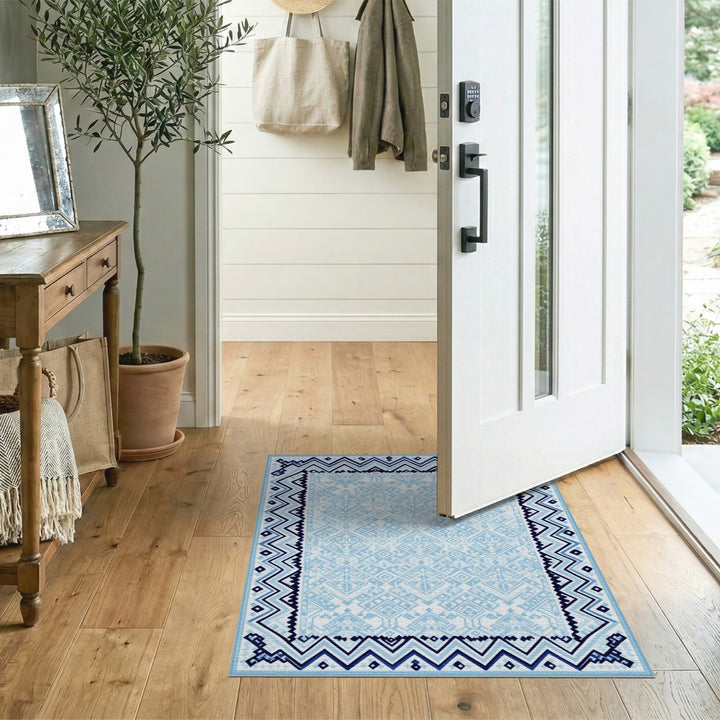 Geometric Modern Blue Geometric Chevron Area Rug