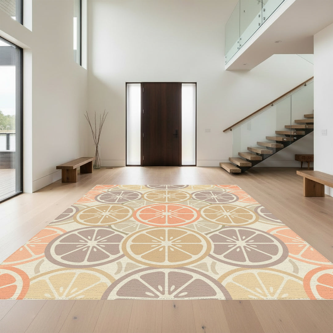 Retro Citrus Slices Arrangement Rug