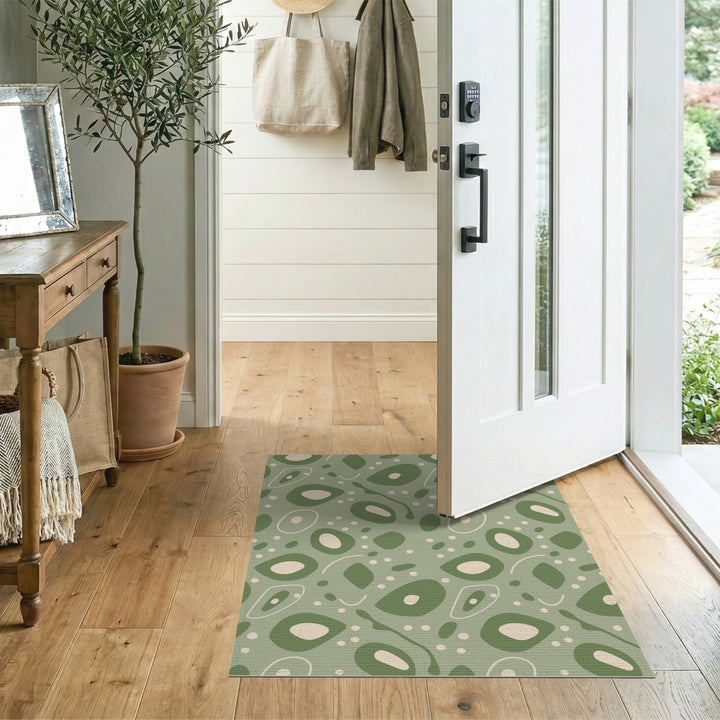 Green Sage Green Organic Abstract Area Rug