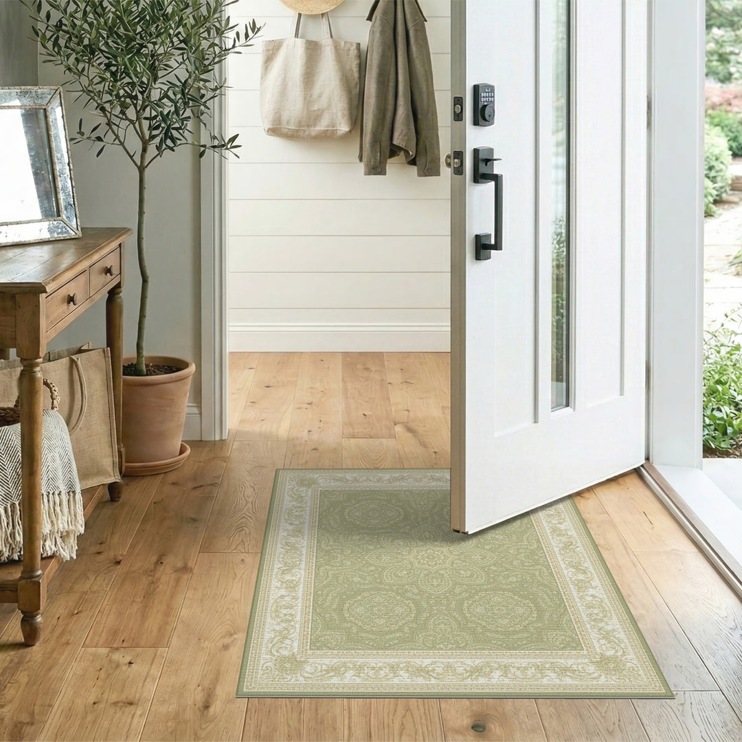 Traditional Persian Sage Green Persian Floral Area Rug