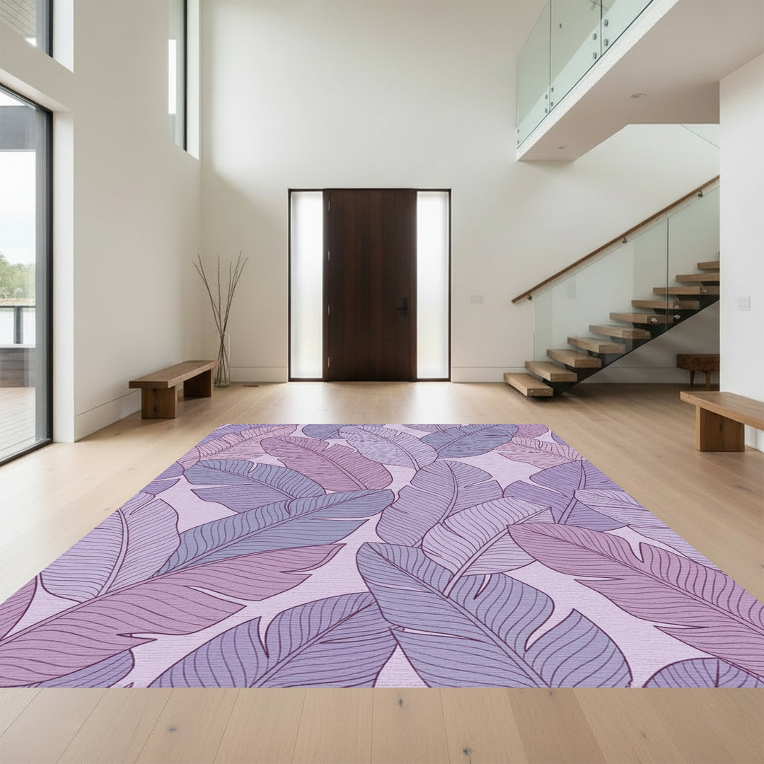 Soft Purple Feather Collage Rug