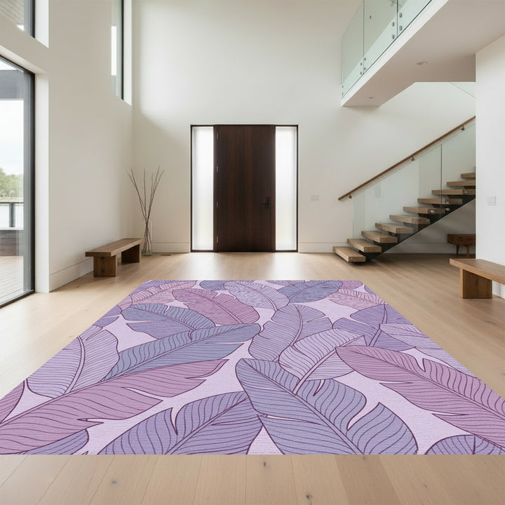 Soft Purple Feather Collage Rug