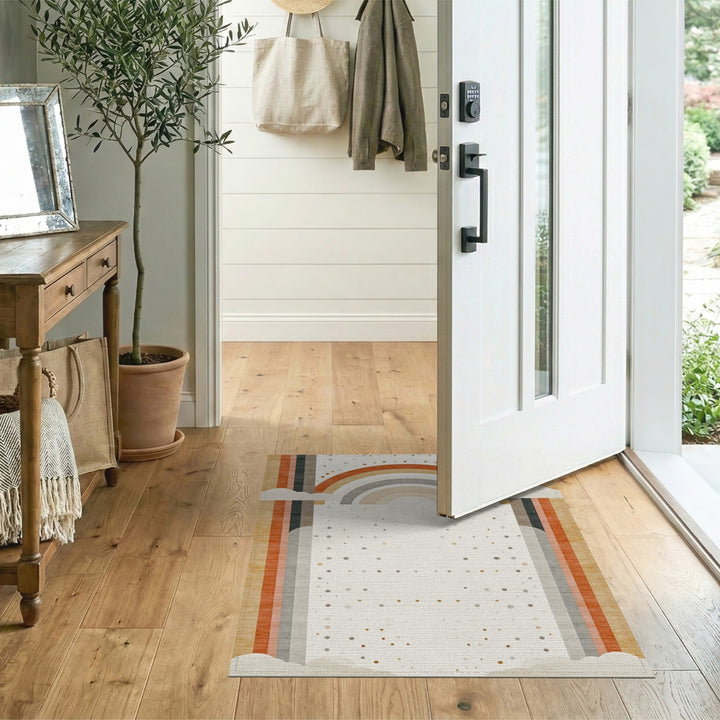 Earthy Rainbow Boho Area Rug