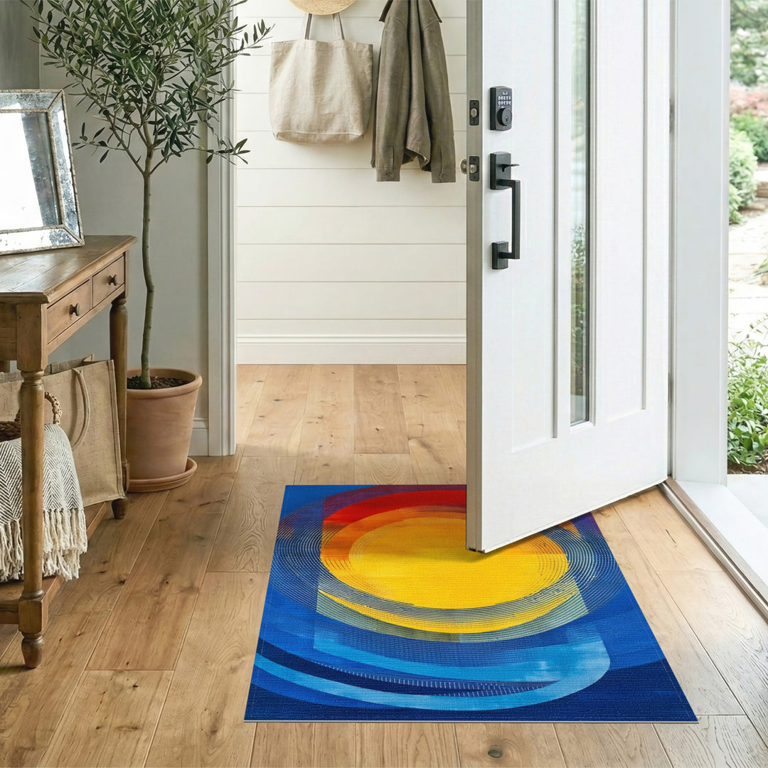 Vibrant Concentric Circle Area Rug