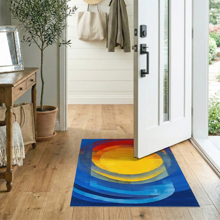 Vibrant Concentric Circle Area Rug