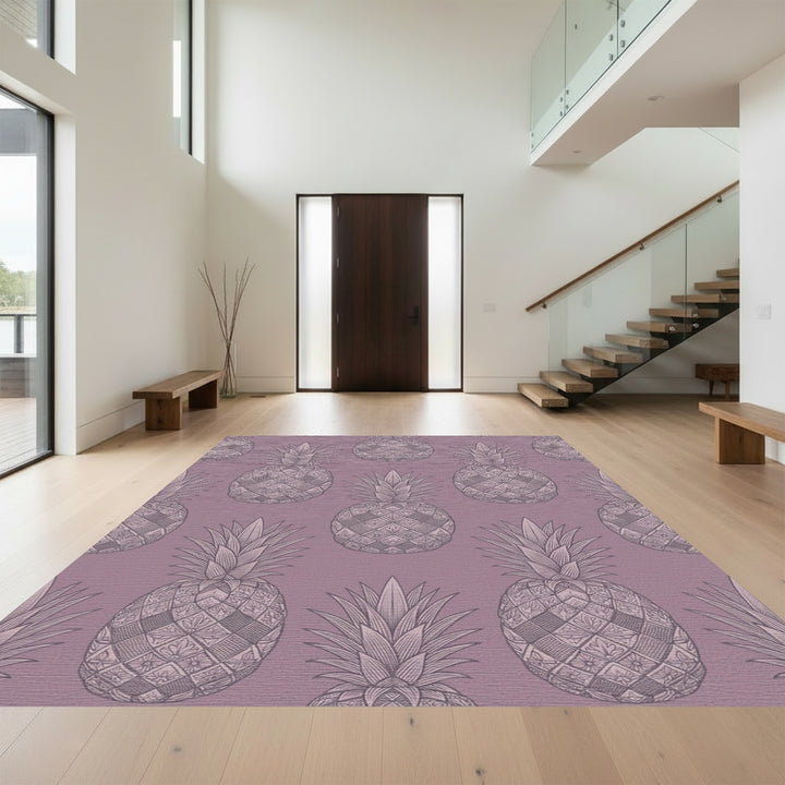 Mauve Pineapple Intricate Line Art Rug