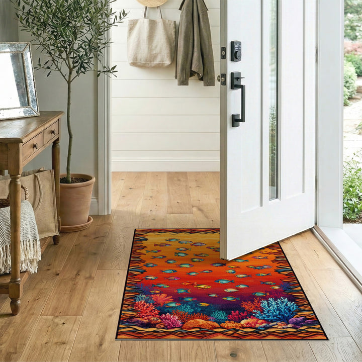 Vibrant Ocean Fish Coral Area Rug