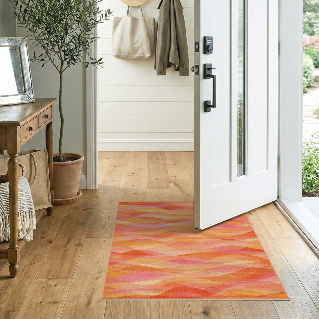 Orange Abstract Area Vibrant Orange Wave Abstract Area Rug