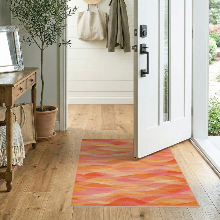Orange Abstract Area Vibrant Orange Wave Abstract Area Rug