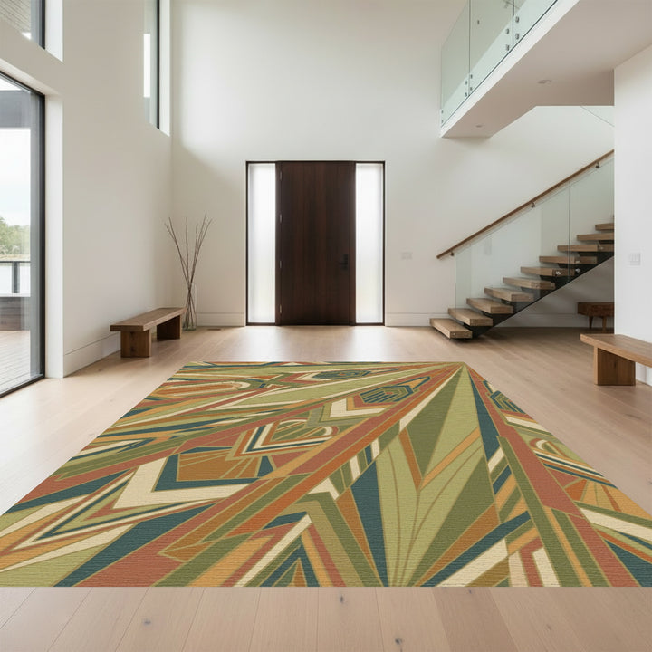 Art Deco Geometric Sunburst Rug