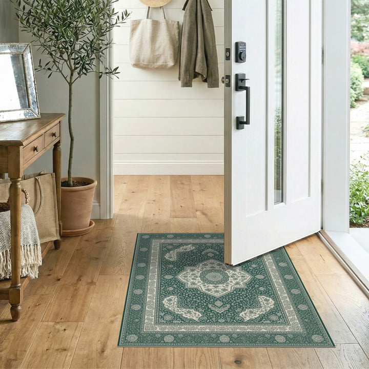 Teal Persian Medallion Area Rug