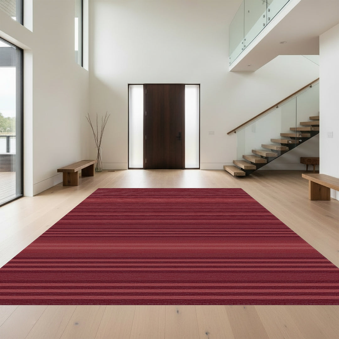 Deep Burgundy Horizontal Stripe Rug