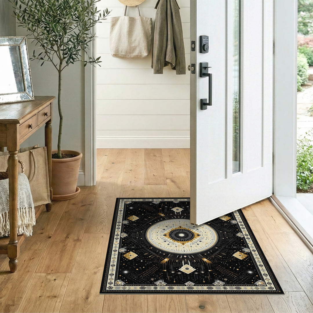 Gold Celestial Mandala Area Rug