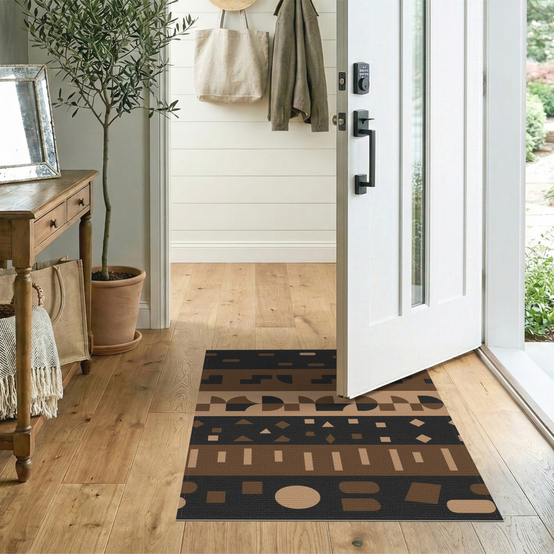 Geometric Brown Tan Area Rug