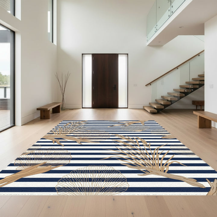 Golden Reeds and Driftwood Stripes Rug