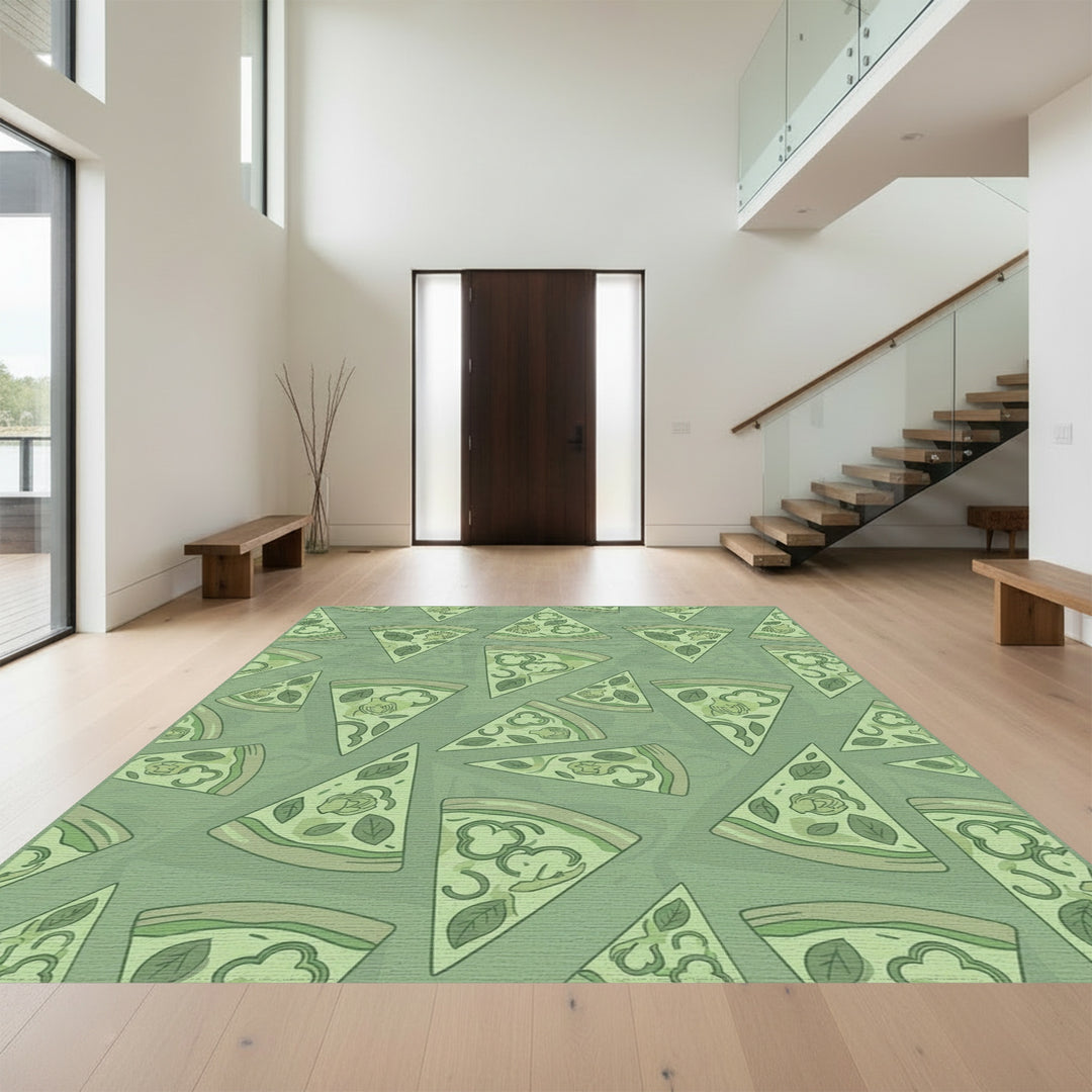 Sage Green Pizza Slice Collage Rug