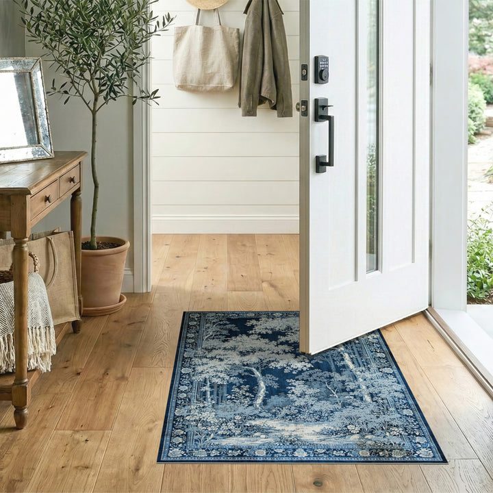 Blue Forest Toile Area Rug
