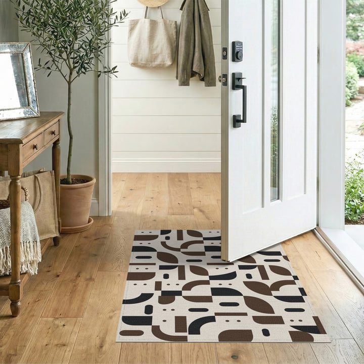 Brown Geometric Modern Brown and Tan Area Rug