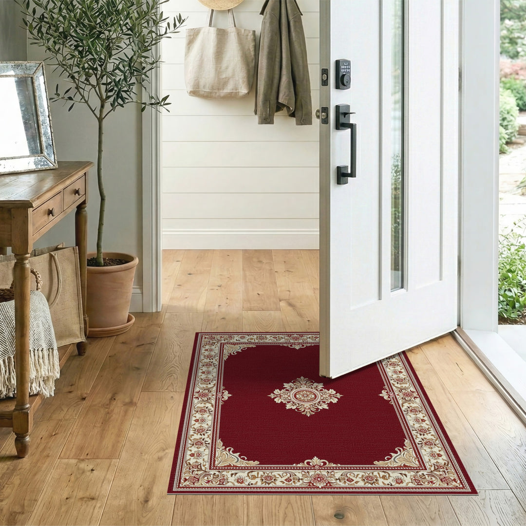Red Persian Floral Medallion Area Rug