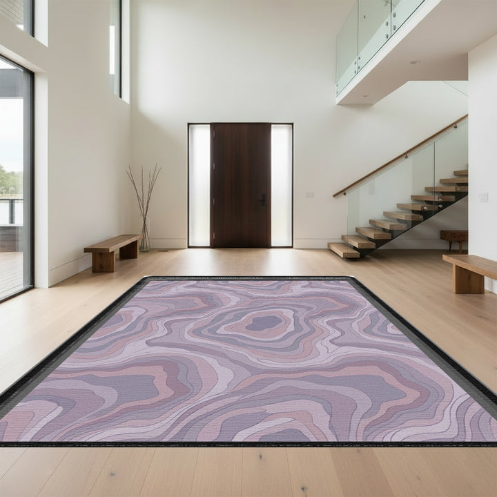 Soft Lavender Contour Topographical Rug