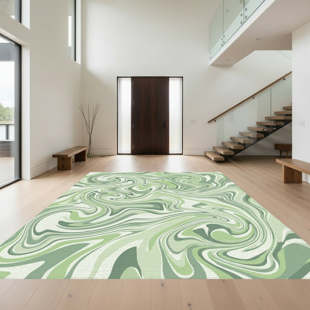 Verdant Swirl Marble Effect Rug