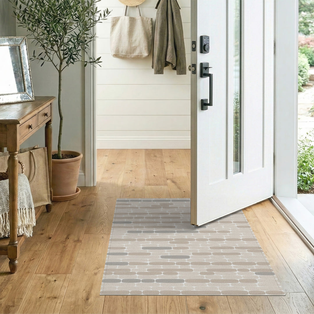 Geometric Modern Beige Neutral Geometric Area Rug