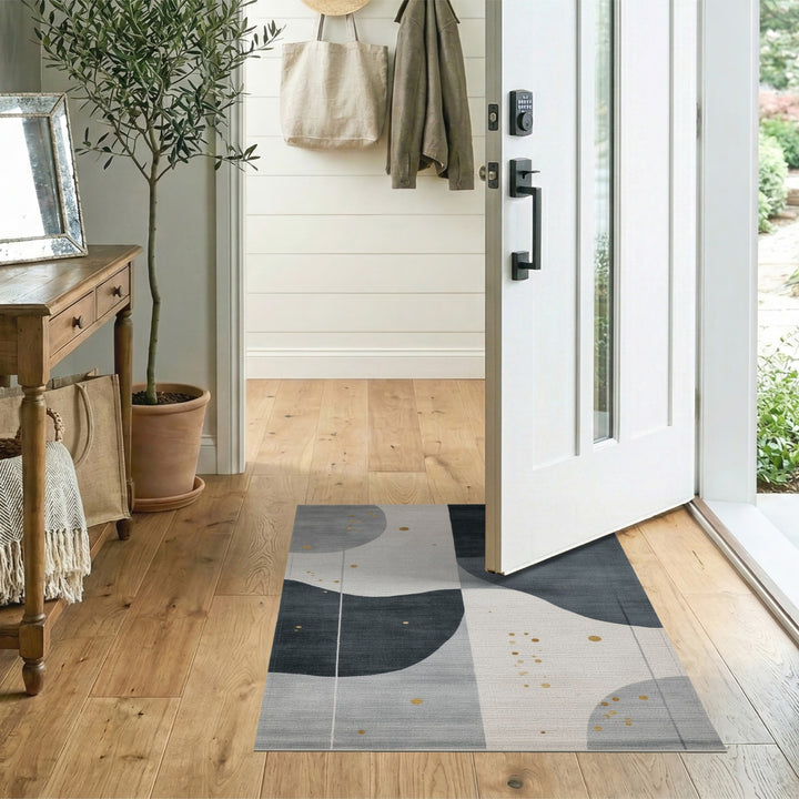 Grey Abstract Wave Area Rug
