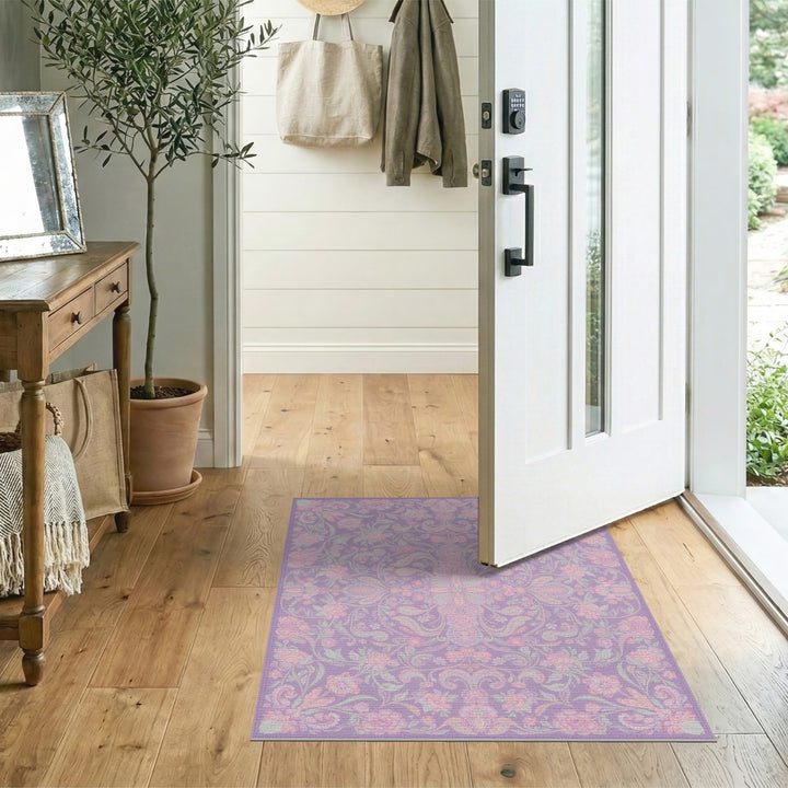 Purple Floral Vintage Area Rug