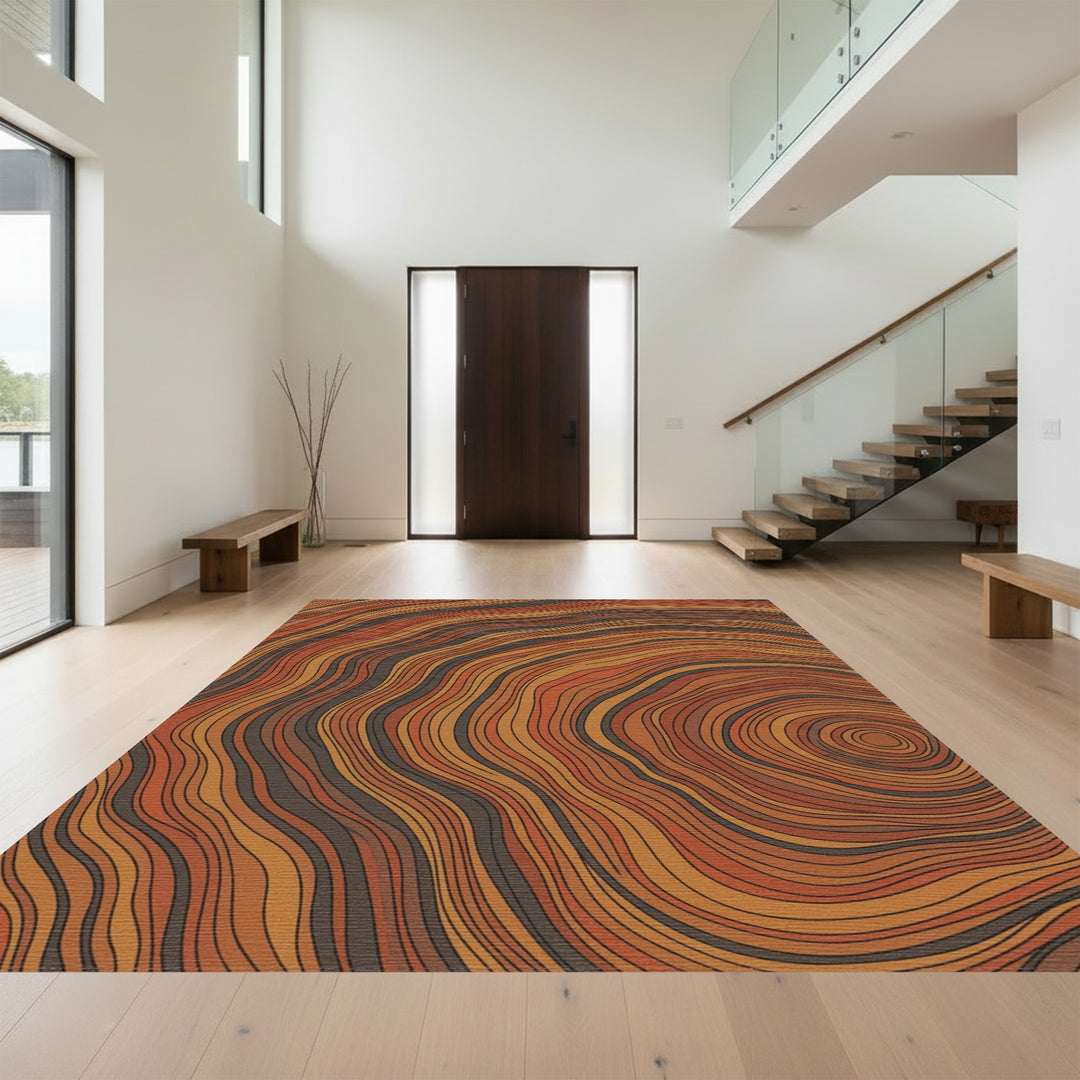 Earthy Tone Concentric Circles Rug